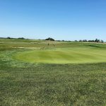 green grass with the flag in the hole.