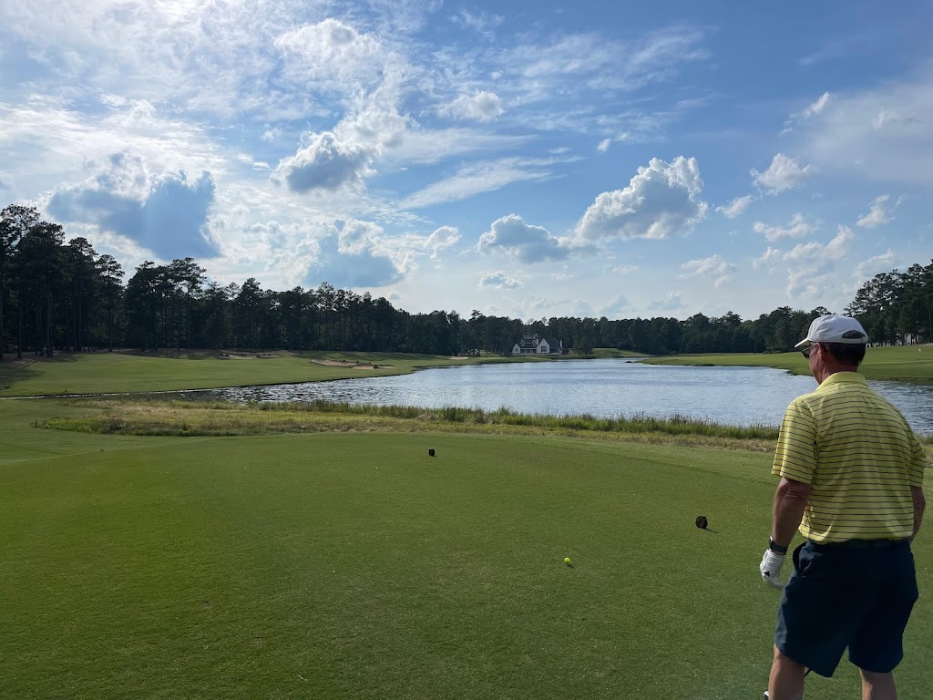 Panoramic view of a lush green golf course at Forest Creek North Course. Smooth