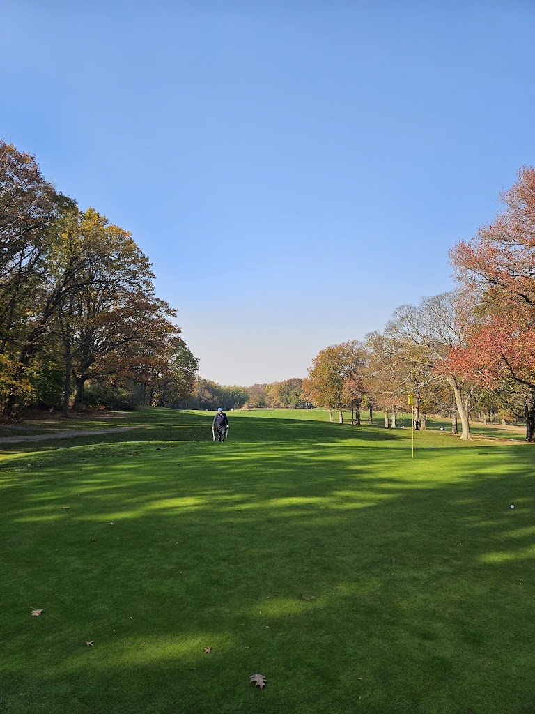 Panoramic view of a lush green golf course at Forest Park Golf Course. Smooth