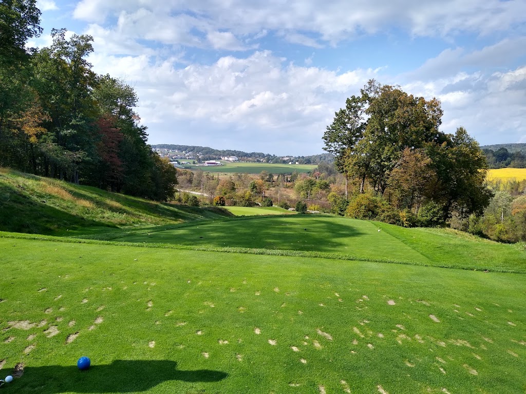 Panoramic view of a lush green golf course at French Creek Golf Club. Smooth