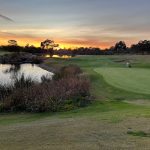 Panoramic view of a lush green golf course at Glen Annie Golf Club. Smooth
