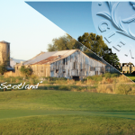 Panoramic view of a lush green golf course at Glen Eagle Golf Course. Smooth