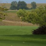 green grass with the flag in the hole.