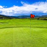 green grass with the flag in the hole.