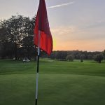 green grass with the flag in the hole.