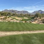 green grass with the flag in the hole.