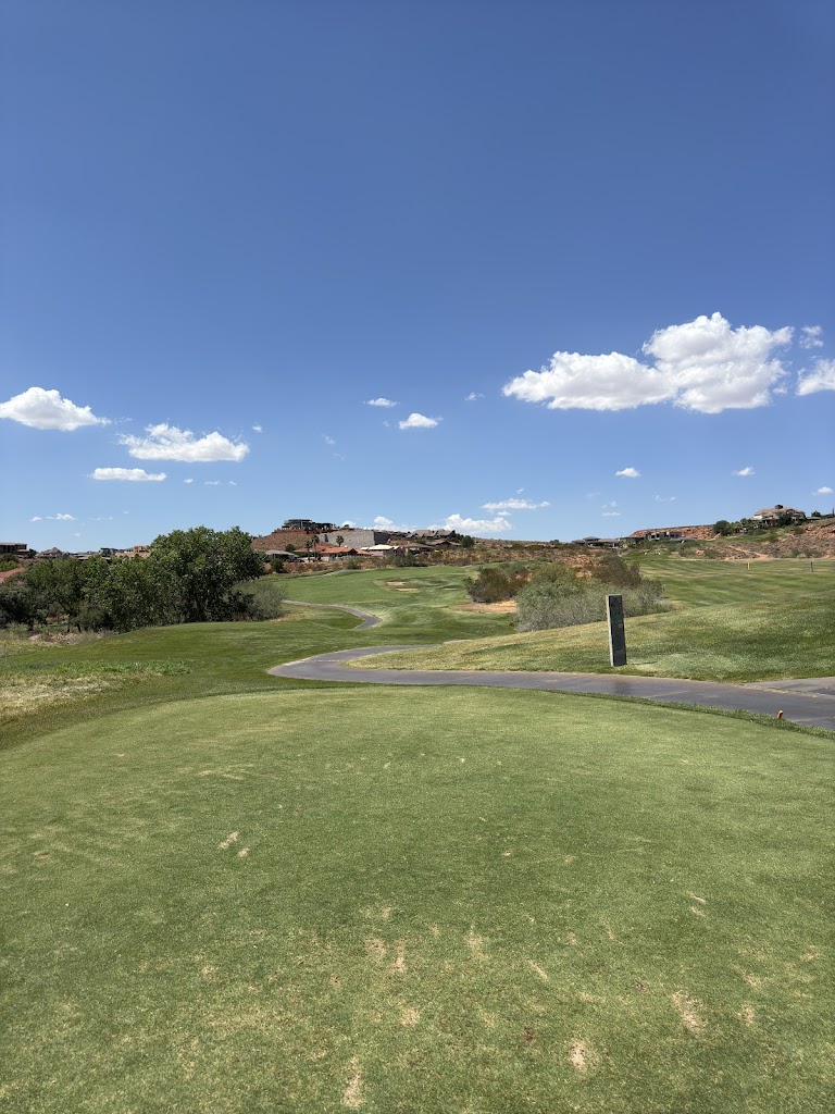 Panoramic view of a lush green golf course at Green Spring Golf Course. Smooth