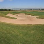 green grass with the flag in the hole.
