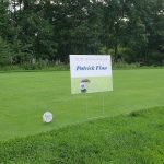 green grass with the flag in the hole.