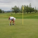 green grass with the flag in the hole.