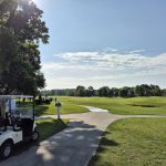 green grass with the flag in the hole.