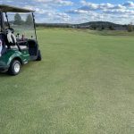 green grass with the flag in the hole.