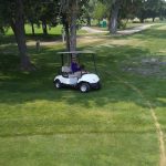 green grass with the flag in the hole.
