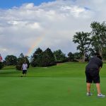 green grass with the flag in the hole.