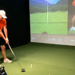 Panoramic view of a lush green golf course at Indoor 18. Smooth