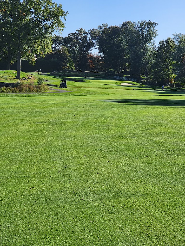 Panoramic view of a lush green golf course at Innis Arden Golf Club. Smooth