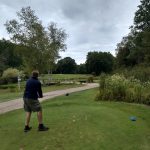 green grass with the flag in the hole.