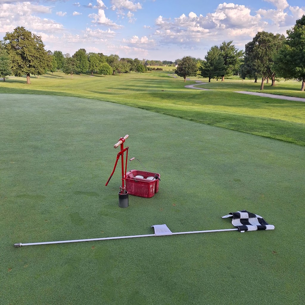 Panoramic view of a lush green golf course at Jester Park Golf Course. Smooth