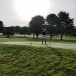 green grass with the flag in the hole.