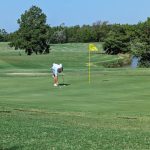 green grass with the flag in the hole.
