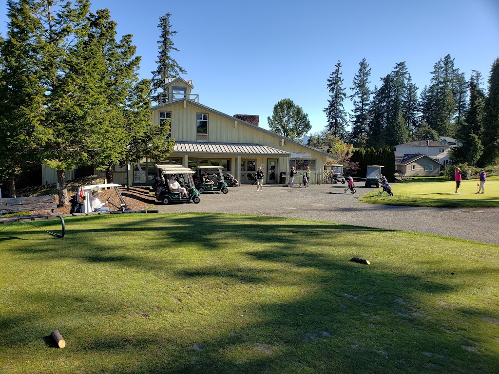Panoramic view of a lush green golf course at Lake Wilderness Golf Course. Smooth
