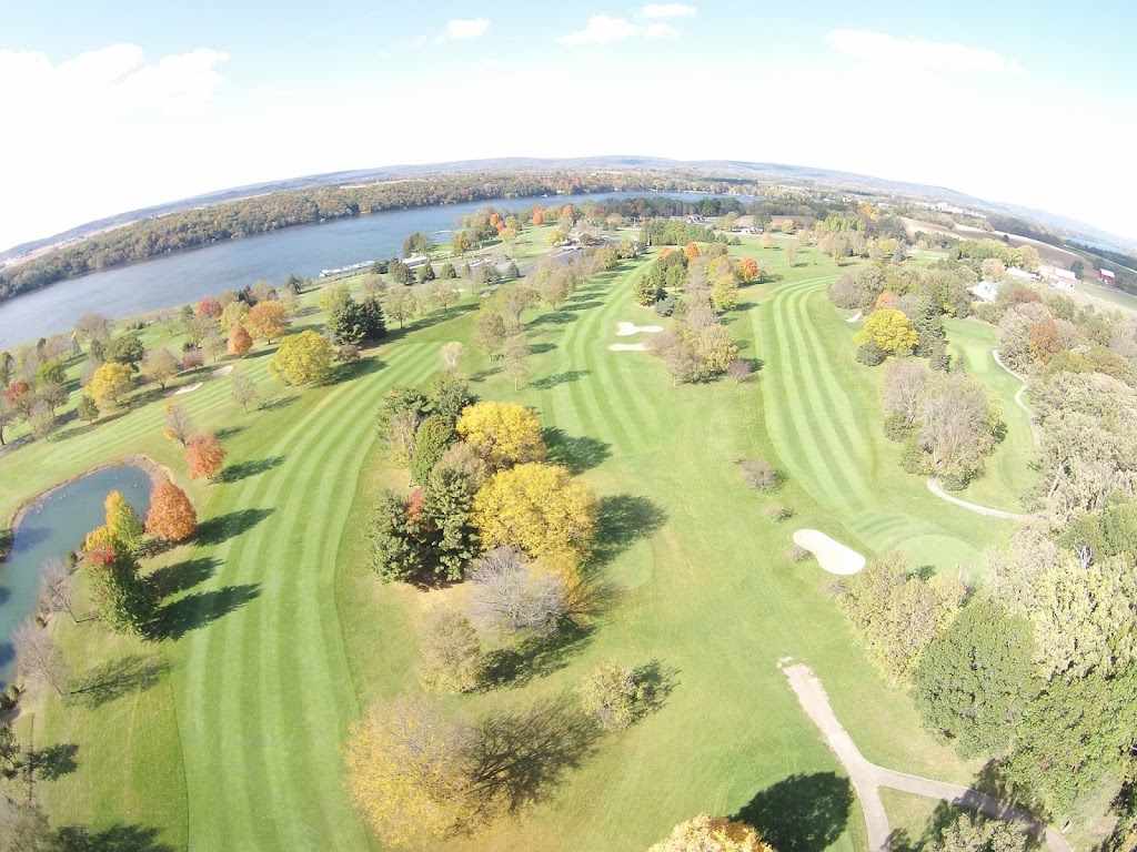 Panoramic view of a lush green golf course at Lake Wisconsin Country Club. Smooth