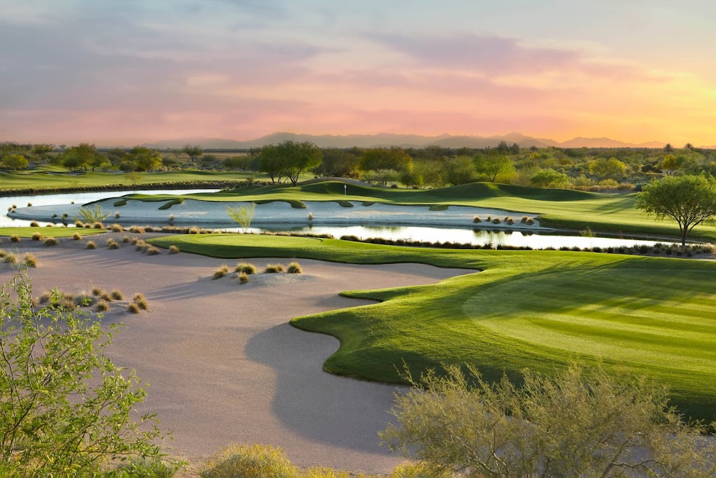 Panoramic view of a lush green golf course at Longbow Golf Club. Smooth