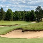 green grass with the flag in the hole.