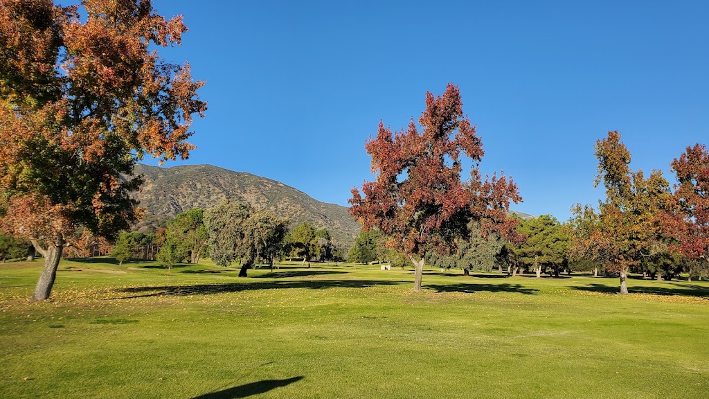 Panoramic view of a lush green golf course at Marshall Canyon. Smooth