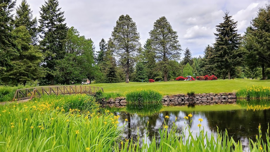 Panoramic view of a lush green golf course at Meadow Park Golf Course. Smooth