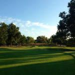 Panoramic view of a lush green golf course at Meadowbrook Country Club. Smooth