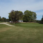 green grass with the flag in the hole.