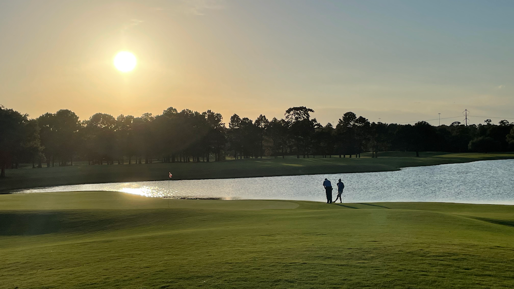 Panoramic view of a lush green golf course at Memorial Park Golf Course and Driving Range. Smooth