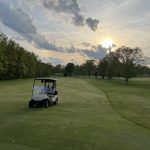 green grass with the flag in the hole.