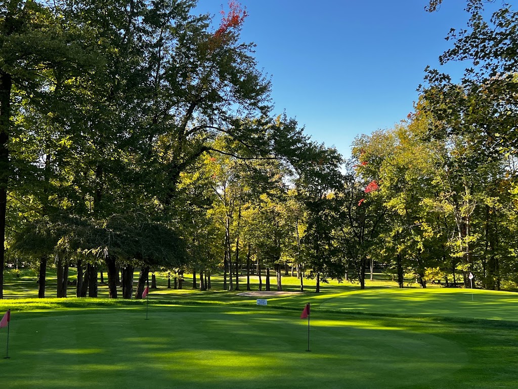 Panoramic view of a lush green golf course at Millburn Township Golf Course. Smooth