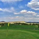 green grass with the flag in the hole.