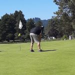green grass with the flag in the hole.