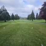 Panoramic view of a lush green golf course at Mint Valley Golf Course. Smooth