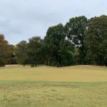 Panoramic view of a lush green golf course at Montgomery Bell Golf Course. Smooth