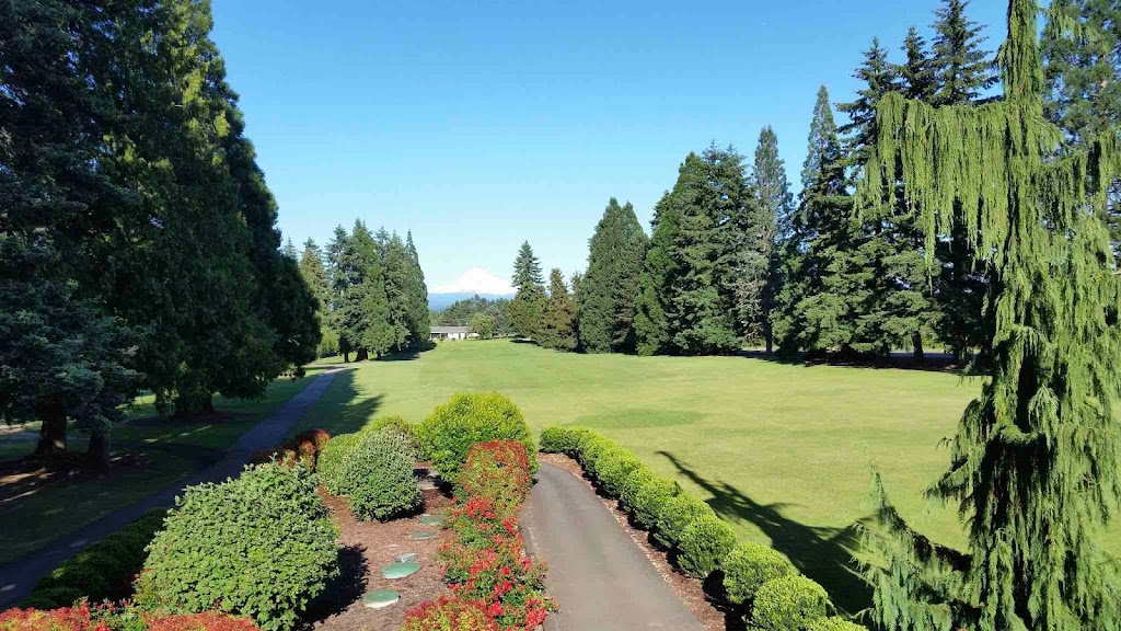 Panoramic view of a lush green golf course at Mountain View Golf Course. Smooth