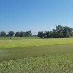 Panoramic view of a lush green golf course at Mules National Golf Club. Smooth