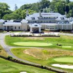 Panoramic view of a lush green golf course at Navesink Country Club. Smooth
