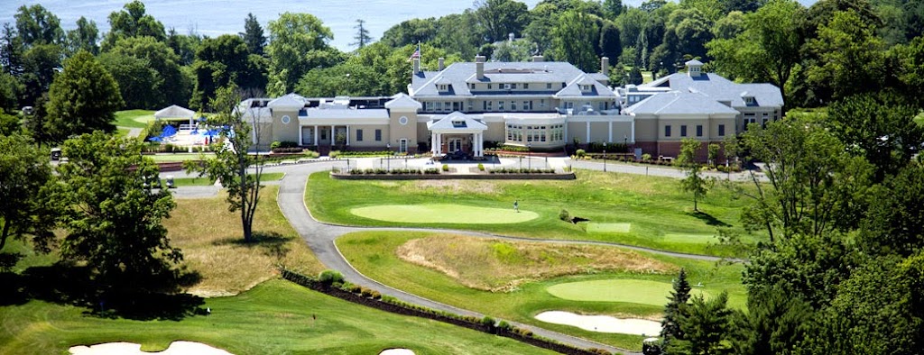 Panoramic view of a lush green golf course at Navesink Country Club. Smooth