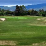 green grass with the flag in the hole.