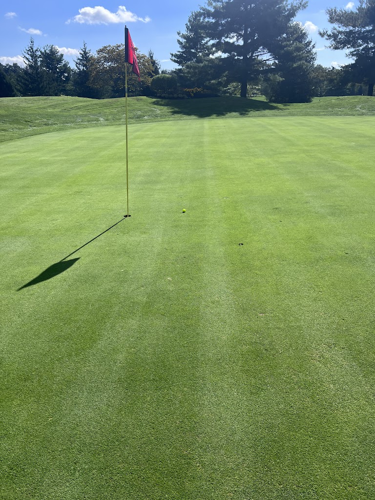 Panoramic view of a lush green golf course at Oakmont Green Golf Course. Smooth