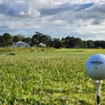 green grass with the flag in the hole.
