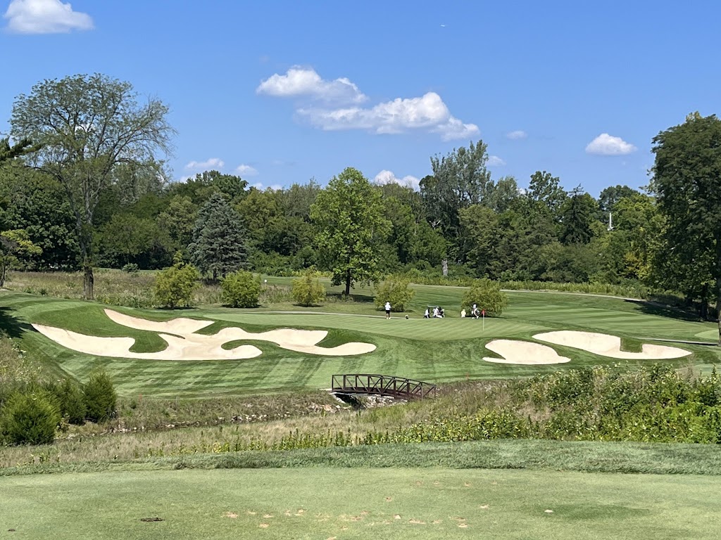 Panoramic view of a lush green golf course at Ohio State University Golf Club. Smooth
