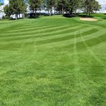 Panoramic view of a lush green golf course at Old Baldy Club. Smooth