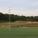 green grass with the flag in the hole.