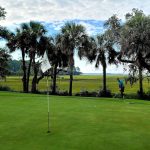 green grass with the flag in the hole.